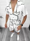 Compleu de vara camasa imprimeu + pantaloni 13273